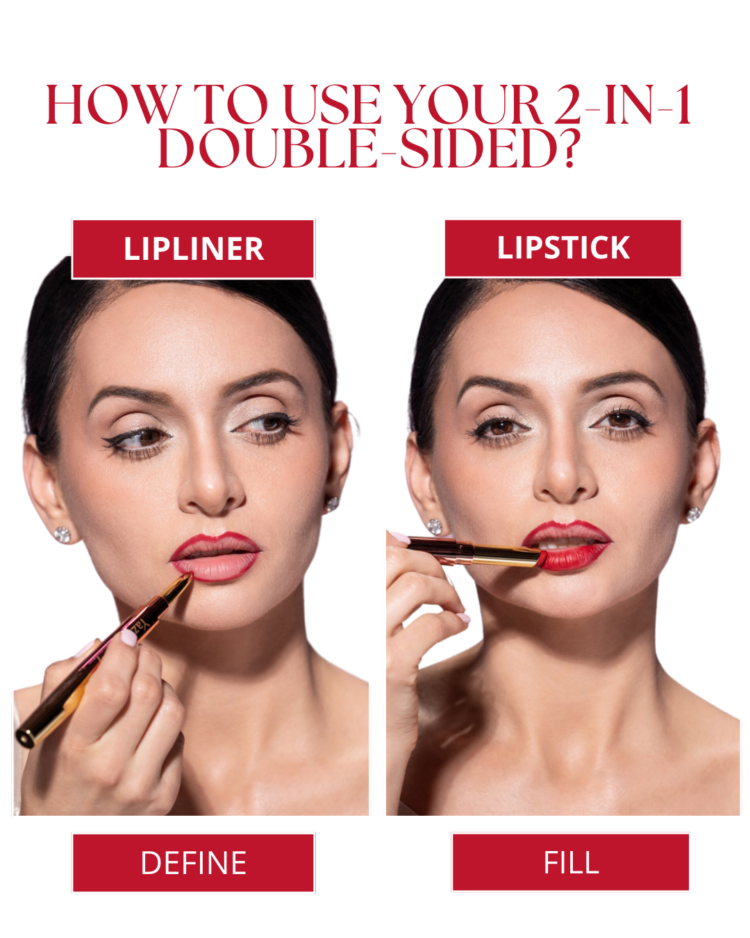 Lip 2-in-1 Passion Red – Long-Lasting Lip Liner + Lipstick | Yazz Beauty