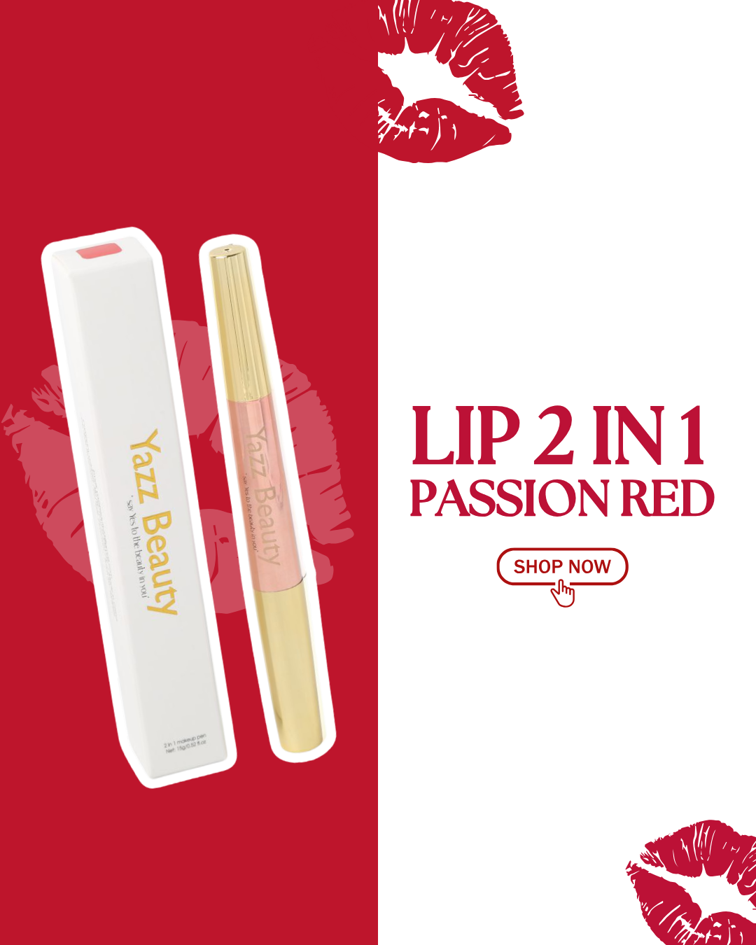 Lip 2-in-1 Passion Red – Long-Lasting Lip Liner + Lipstick | Yazz Beauty