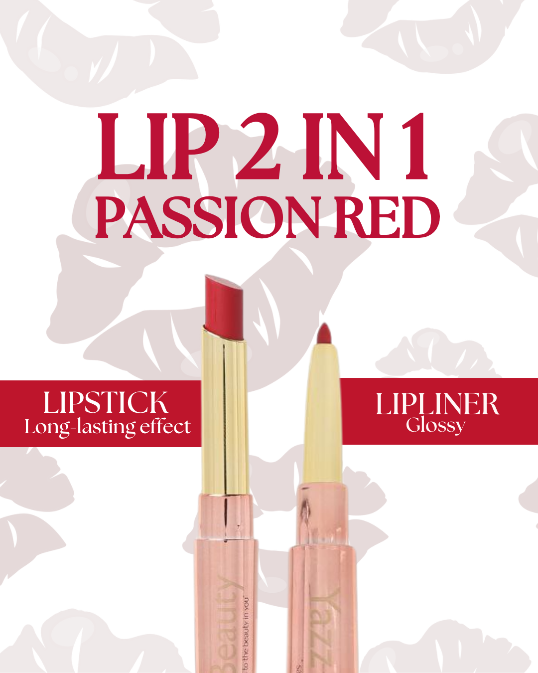 Lip 2-in-1 Passion Red – Long-Lasting Lip Liner + Lipstick | Yazz Beauty