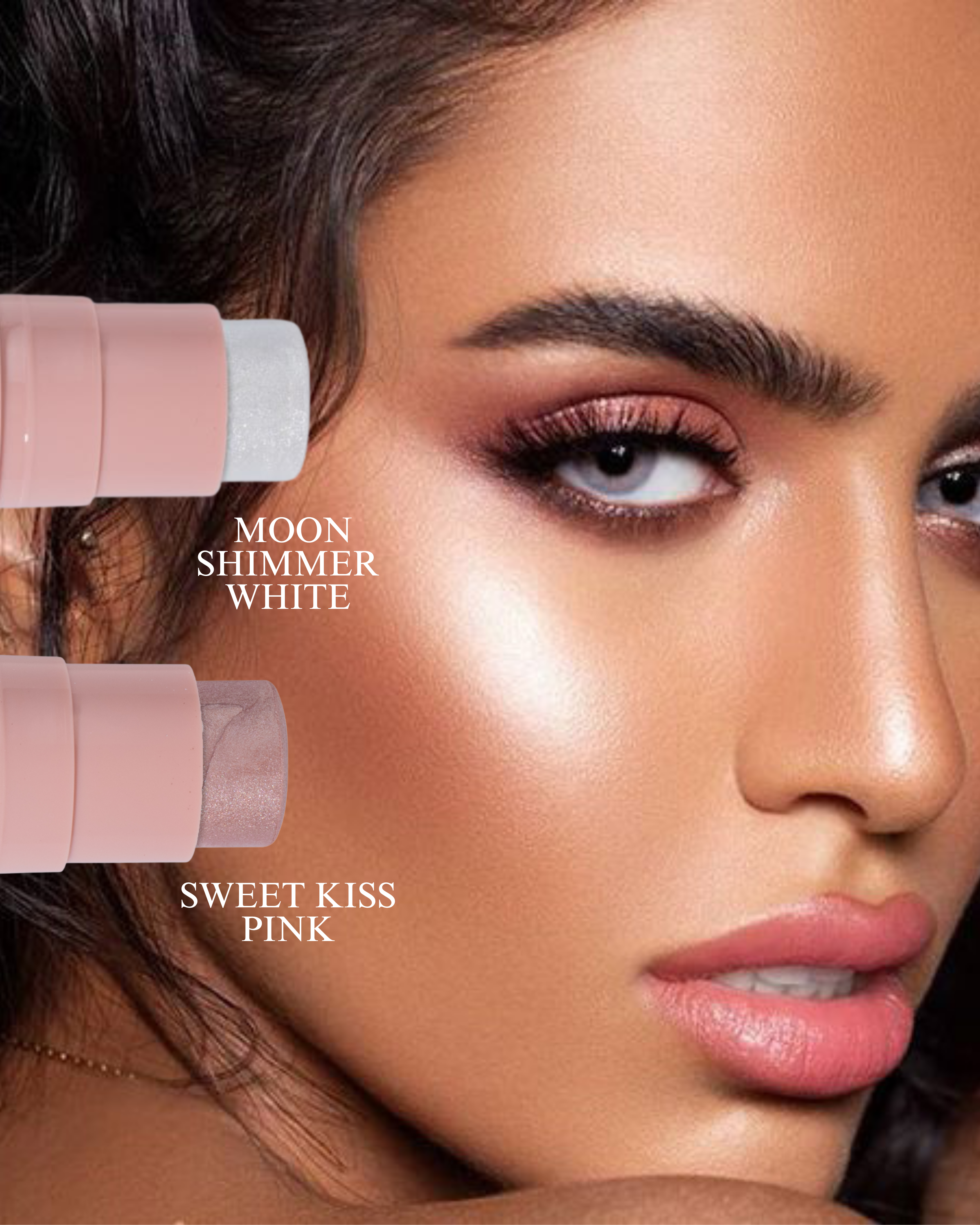 Sweet Kiss Pink Blush: Pink highlighter with natural glow and built-in brush