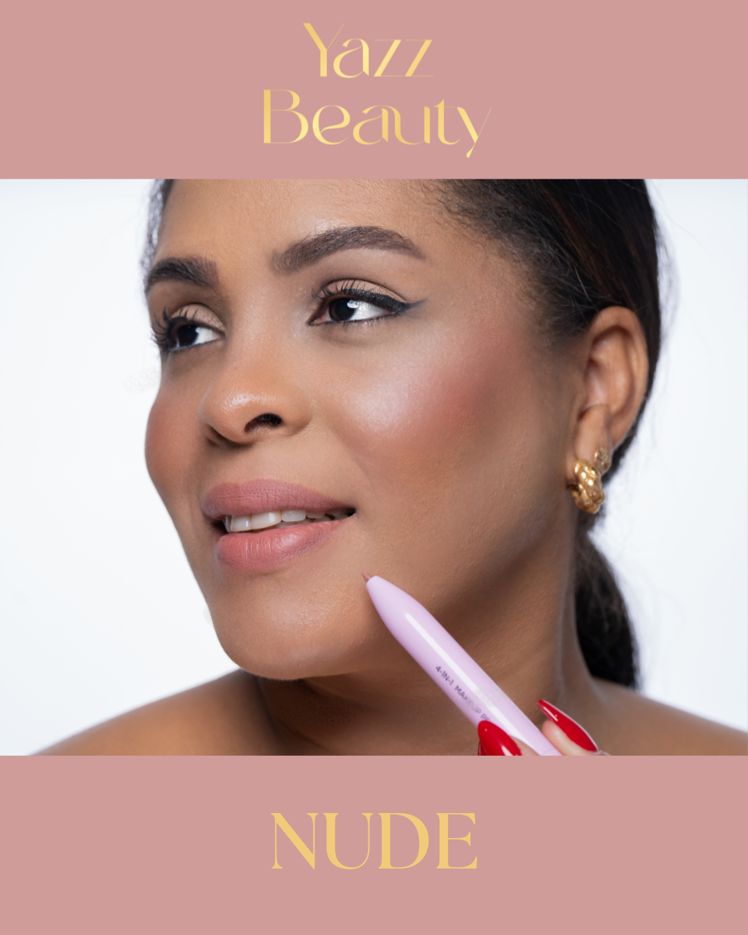 Makeup Pen 4-in-1 NUDE | Eyeliner, Brow, Lip Liner & Highlighter – Vegan & Refillable | Yazz Beauty